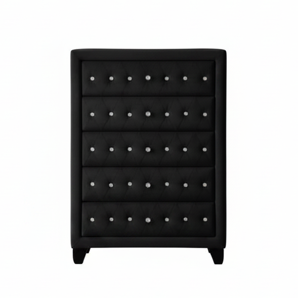 Magnova – Chiffonnier noir capitonné en velours