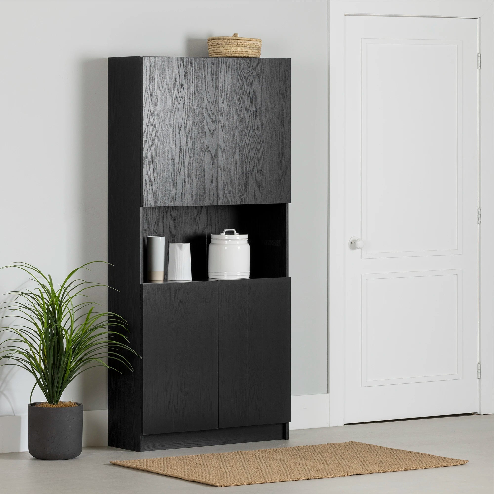 Armoire de rangement à 4 portes avec rangement ouvert - Arum