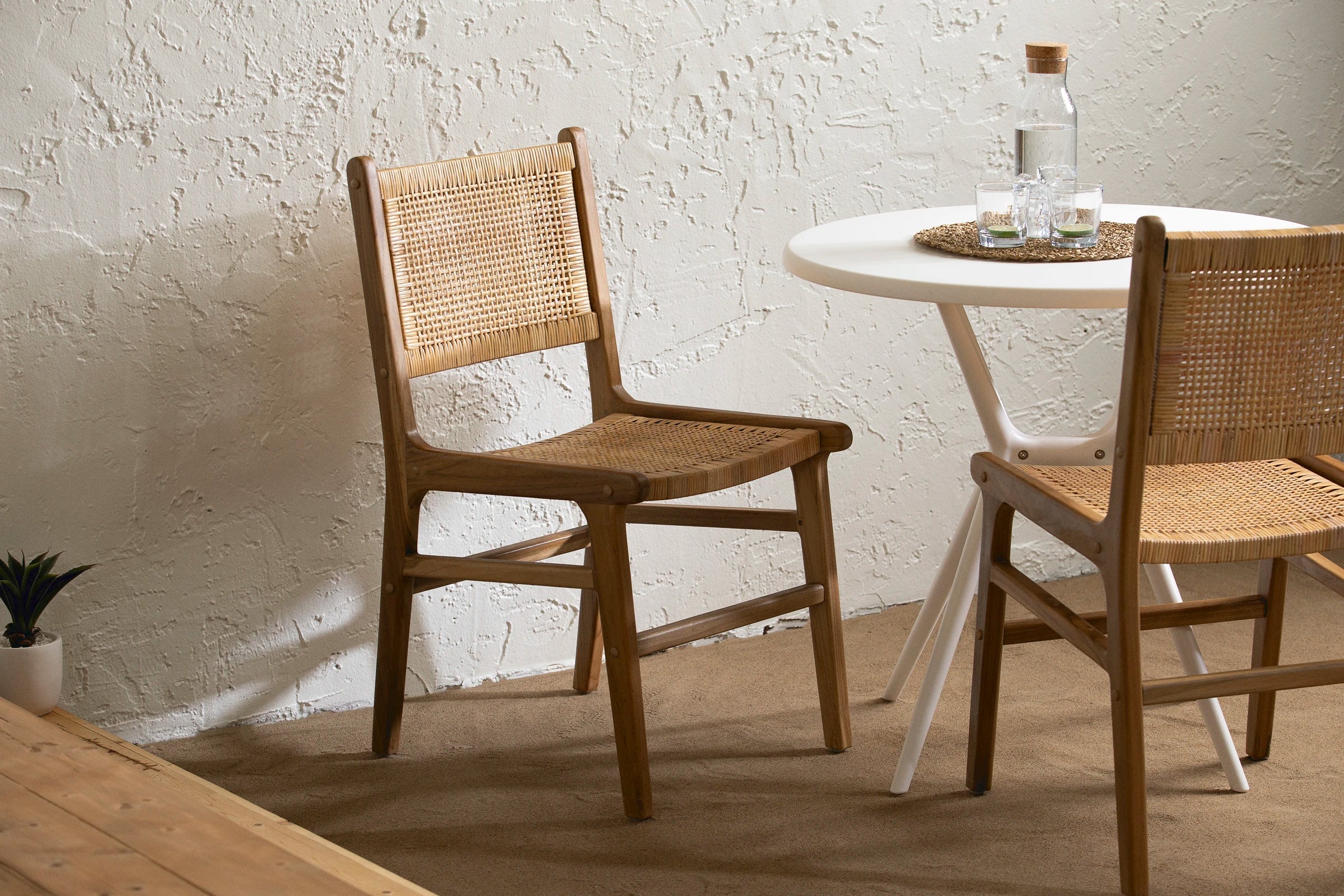 Rattan and Teak Dining Chair, Set of 2 - Agave