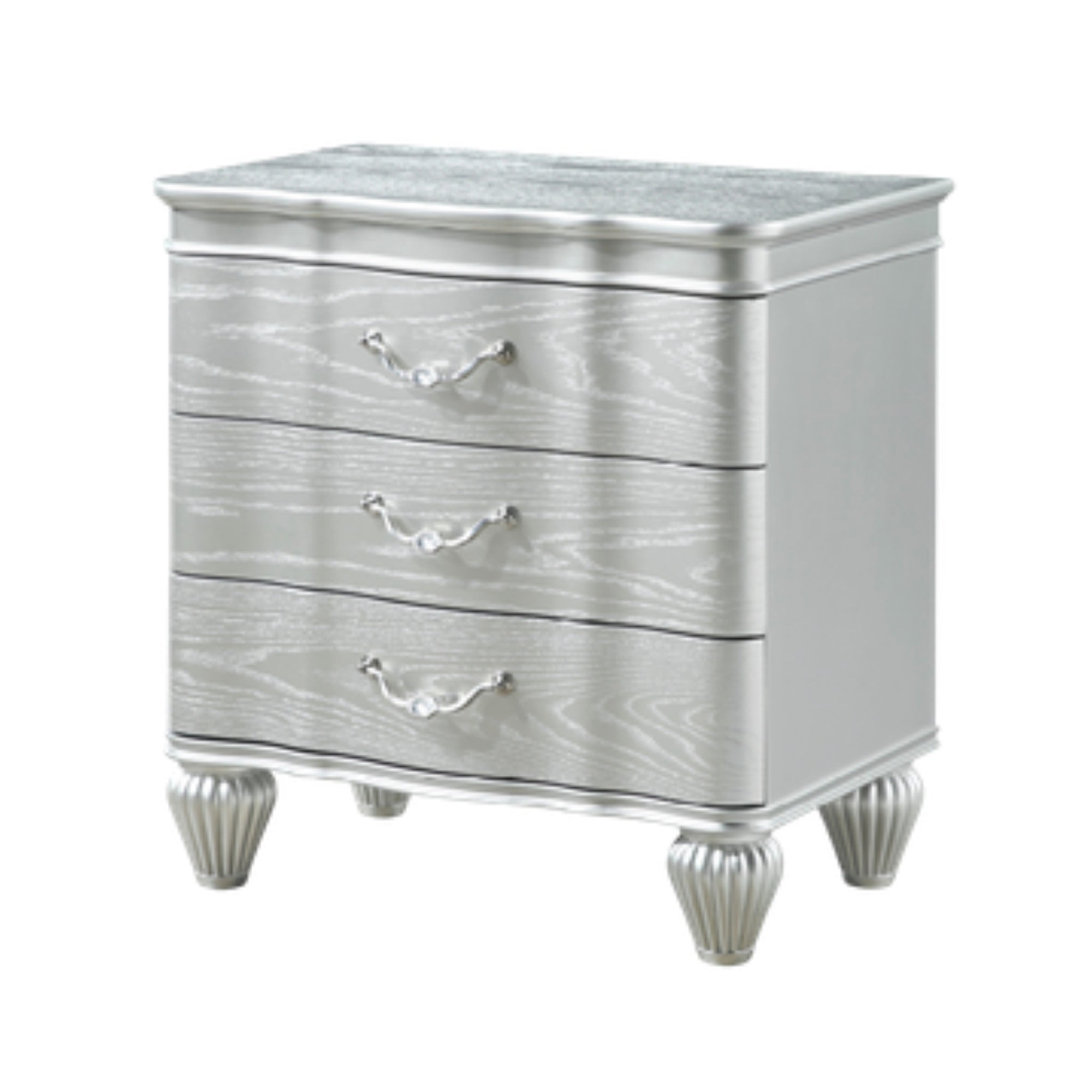 Valdora – Silver and White Faux Leather King Bedroom Set