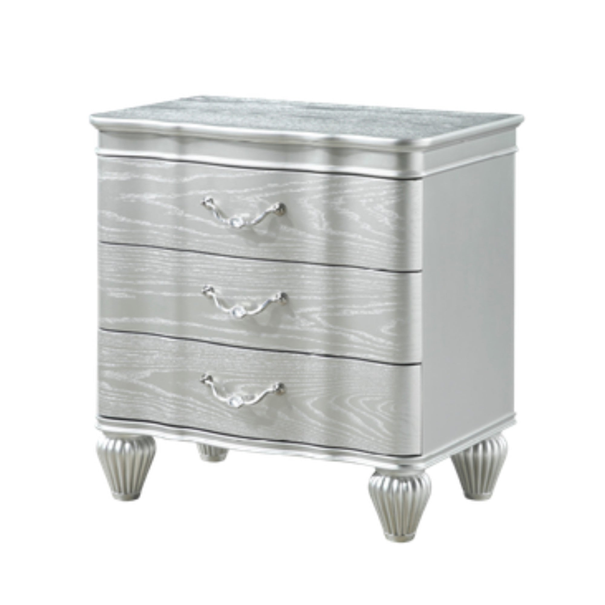 Valdora - Glamorous Silver Faux Leather Queen Bedroom Set