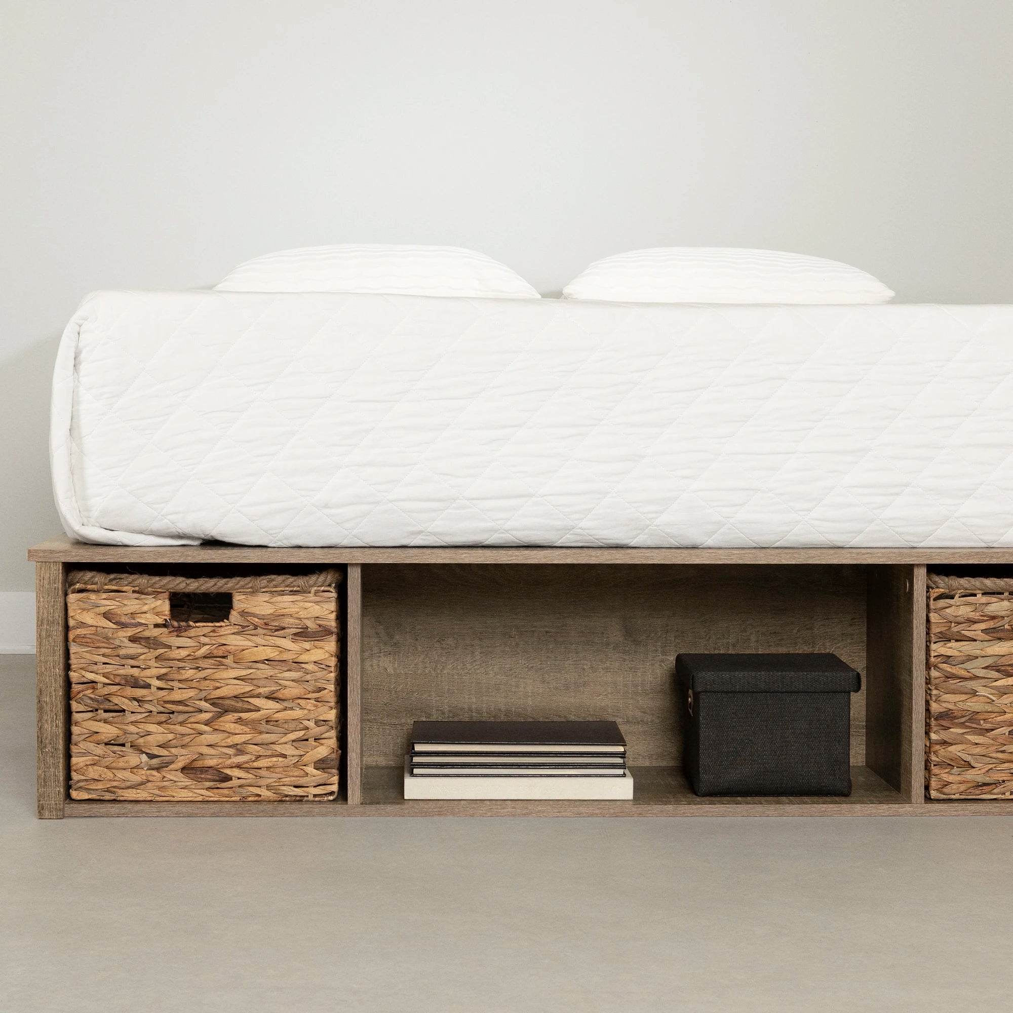 Storage Platform Bed with Wicker Baskets - Versa