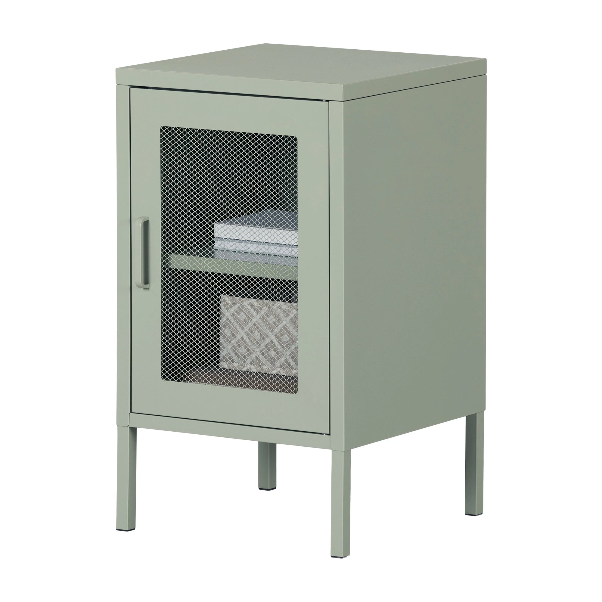 Metal Mesh 1-Door End Table - Crea