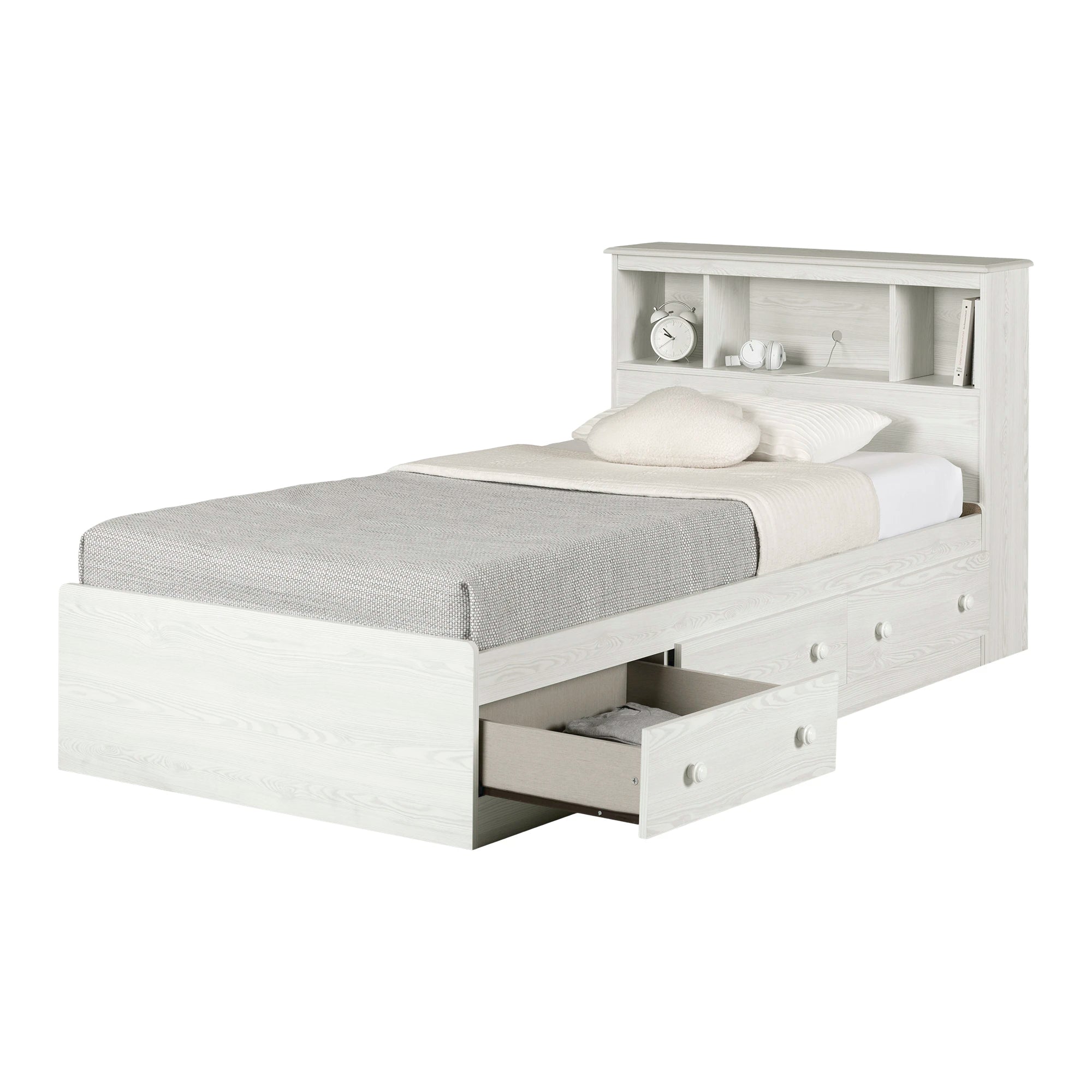 Storage bed and bookcase headboard set - Summer Breeze