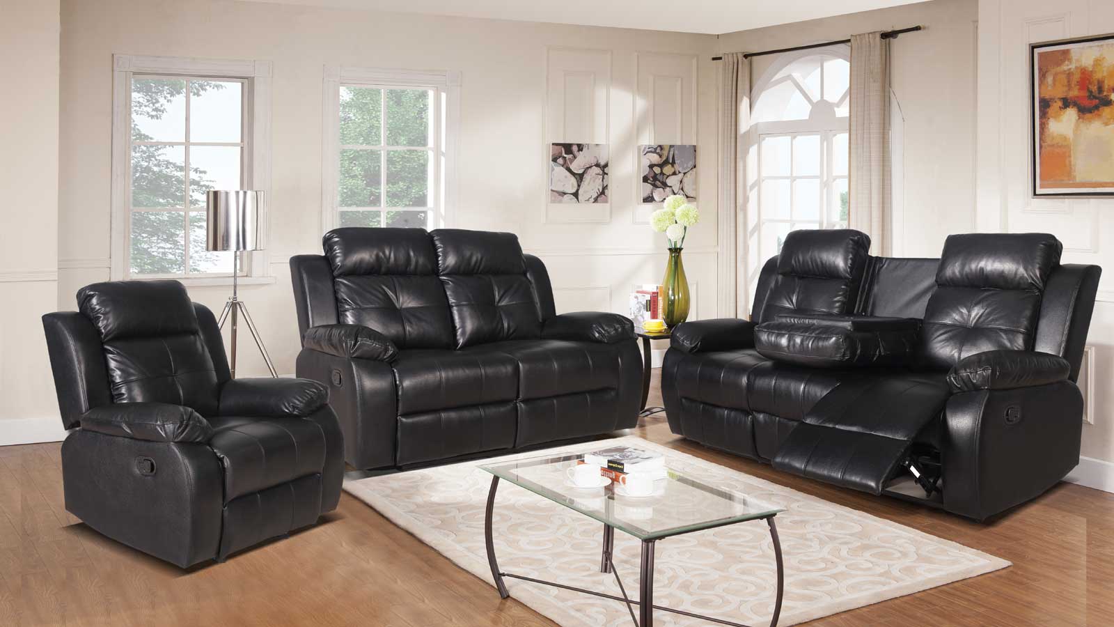 VINCENT - Recliner Sofa Set in Air Leather