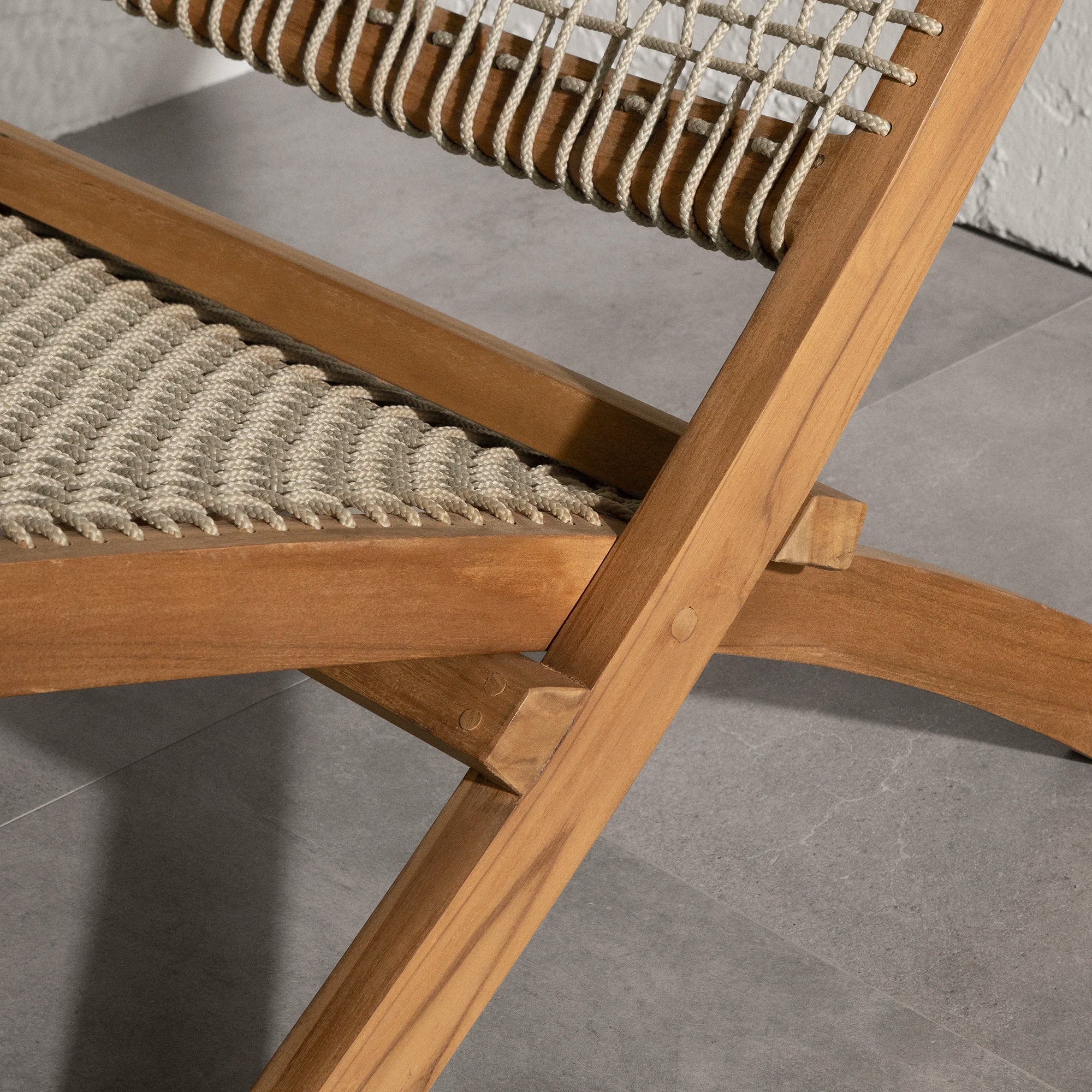 Wood and Woven Rope Lounge Chair - Agave