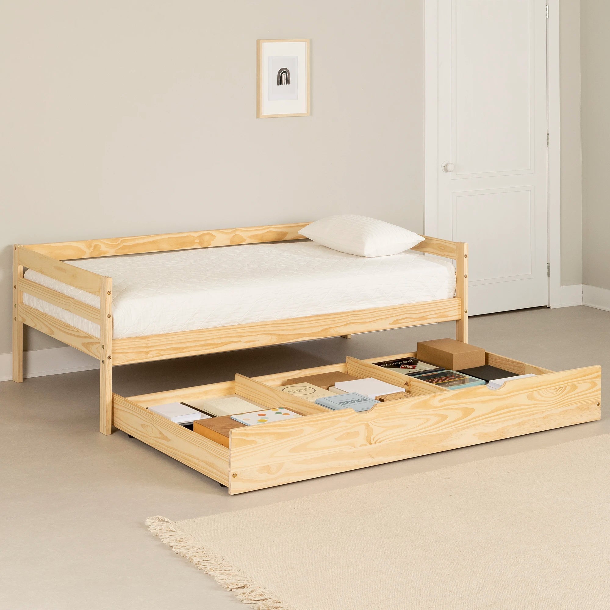 Solid Wood Daybed with Trundle Bed - Sweedi