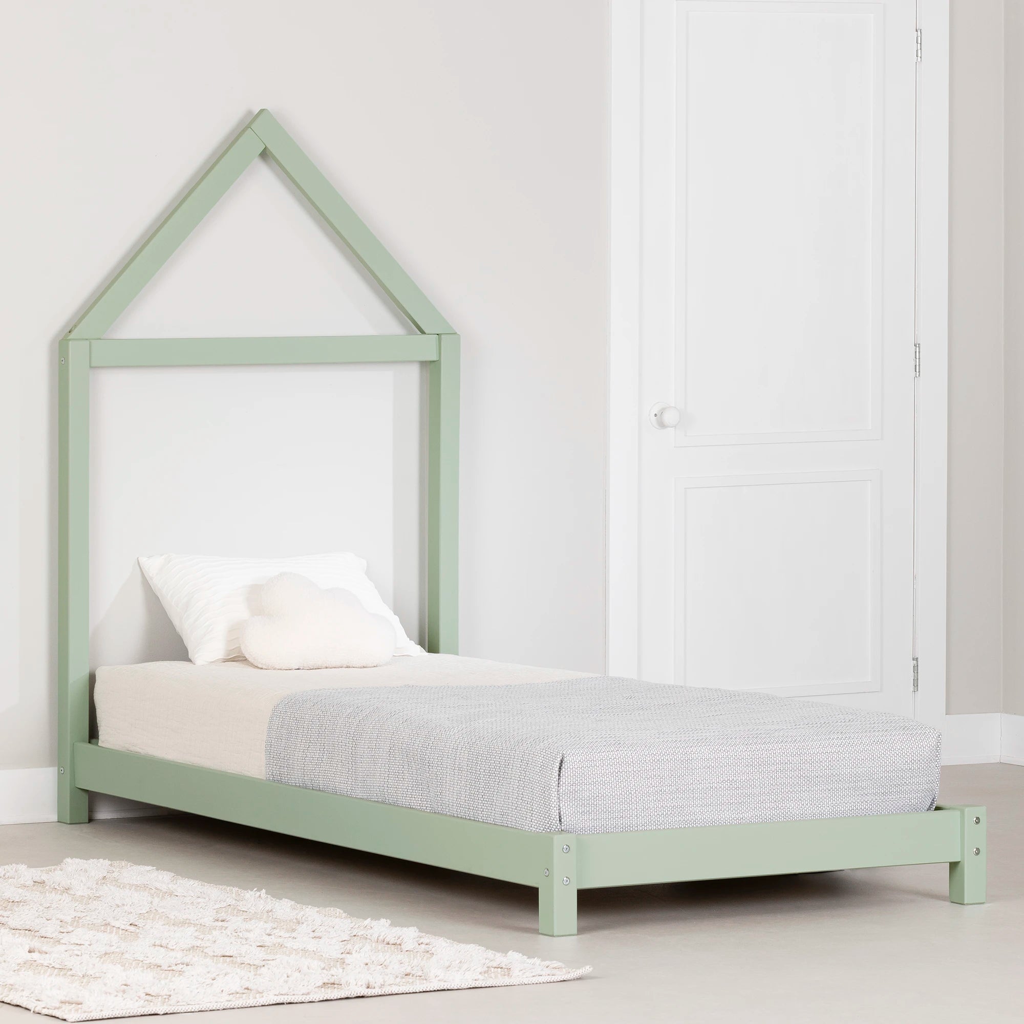 Solid Wood Bed with House Frame Headboard - Sweedi