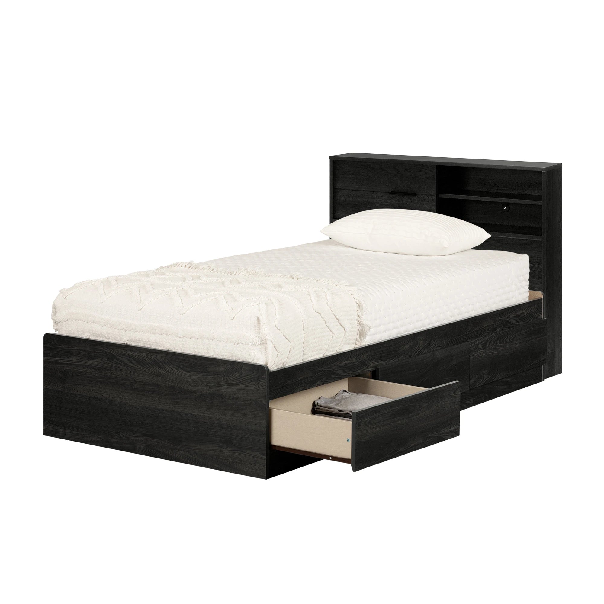 Storage Bed and Bookcase Headboard Set - Fynn