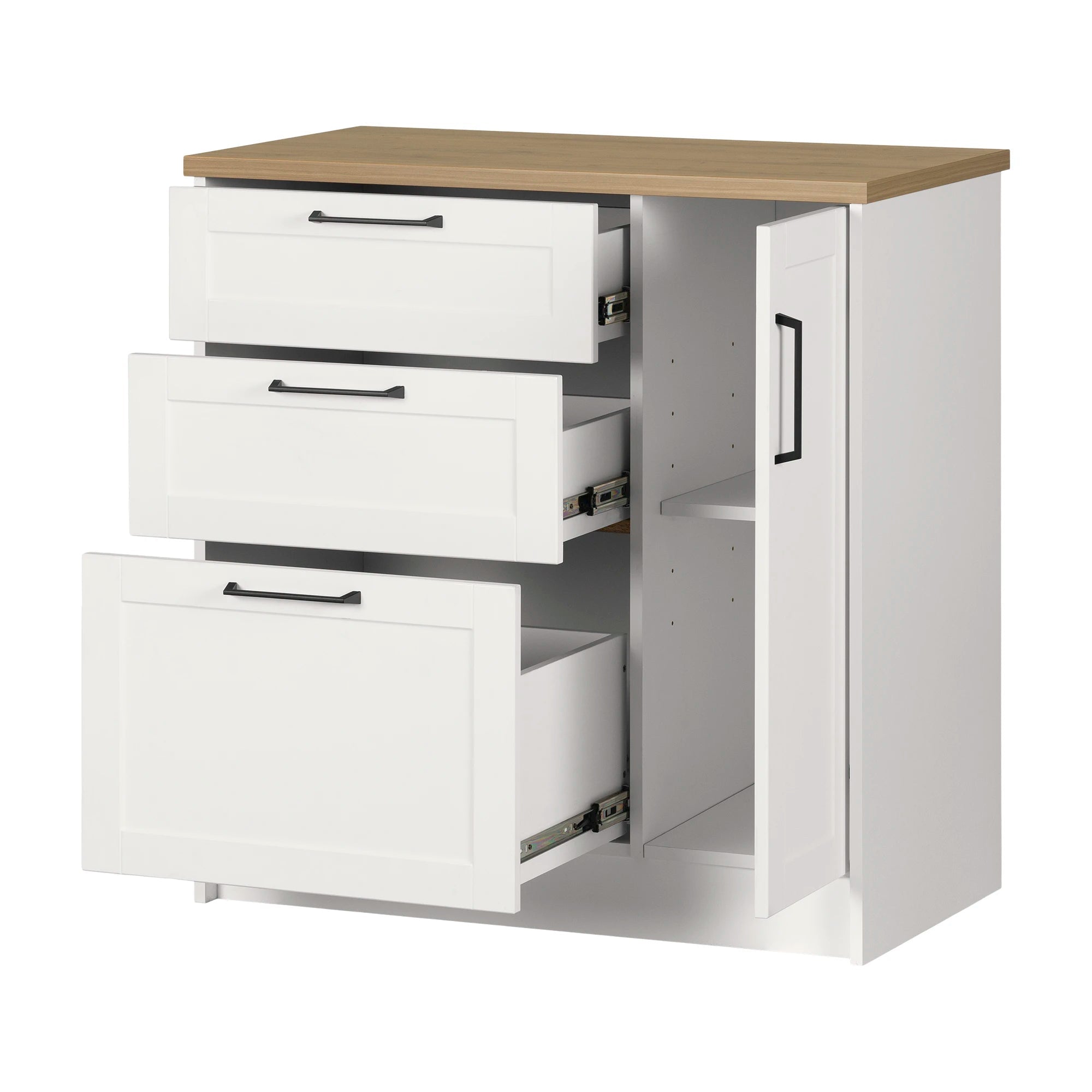 3-Drawer Kitchen Island with Door - Toscano