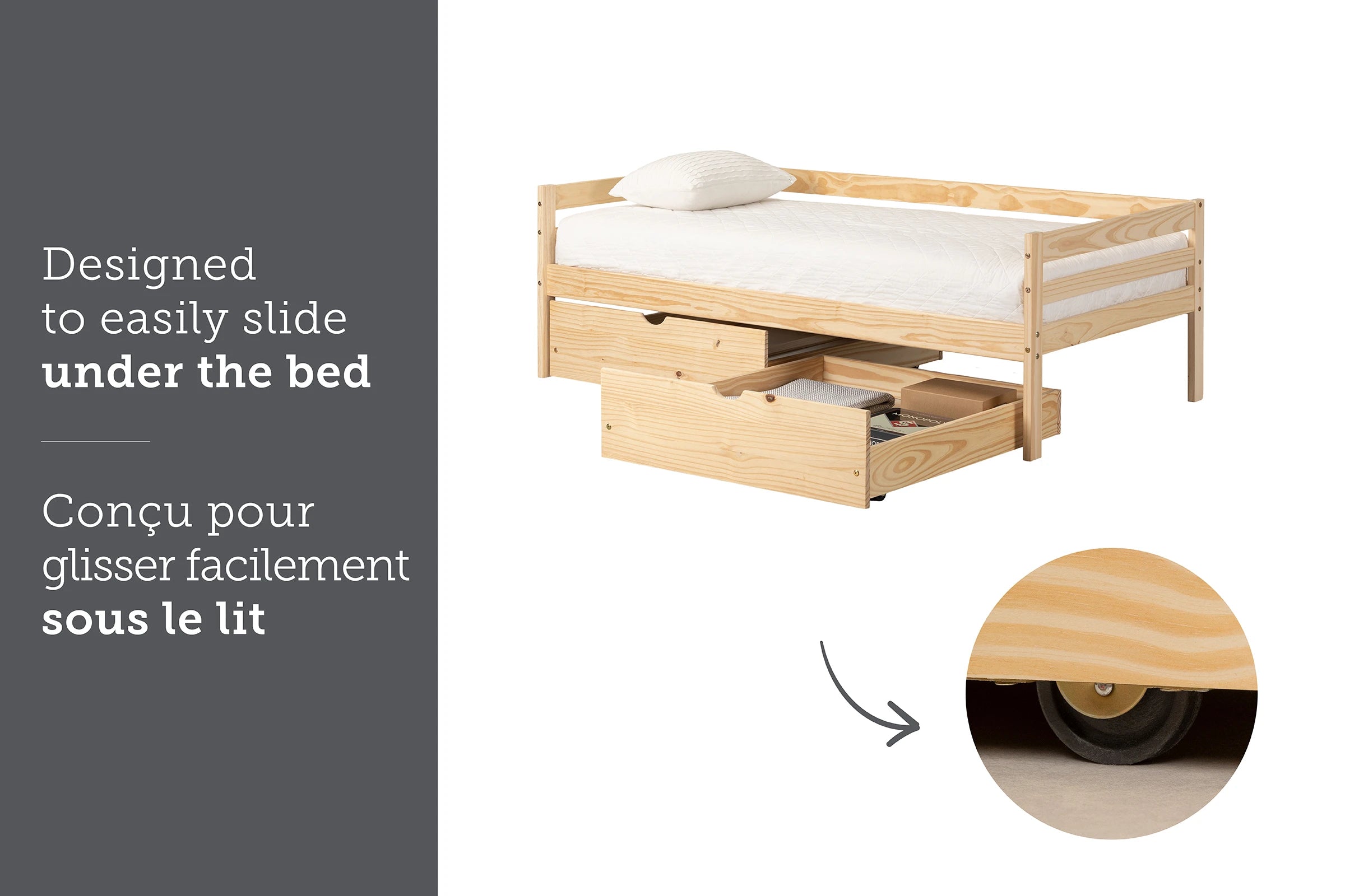 Solid Wood Daybed with Storage Drawers - Sweedi