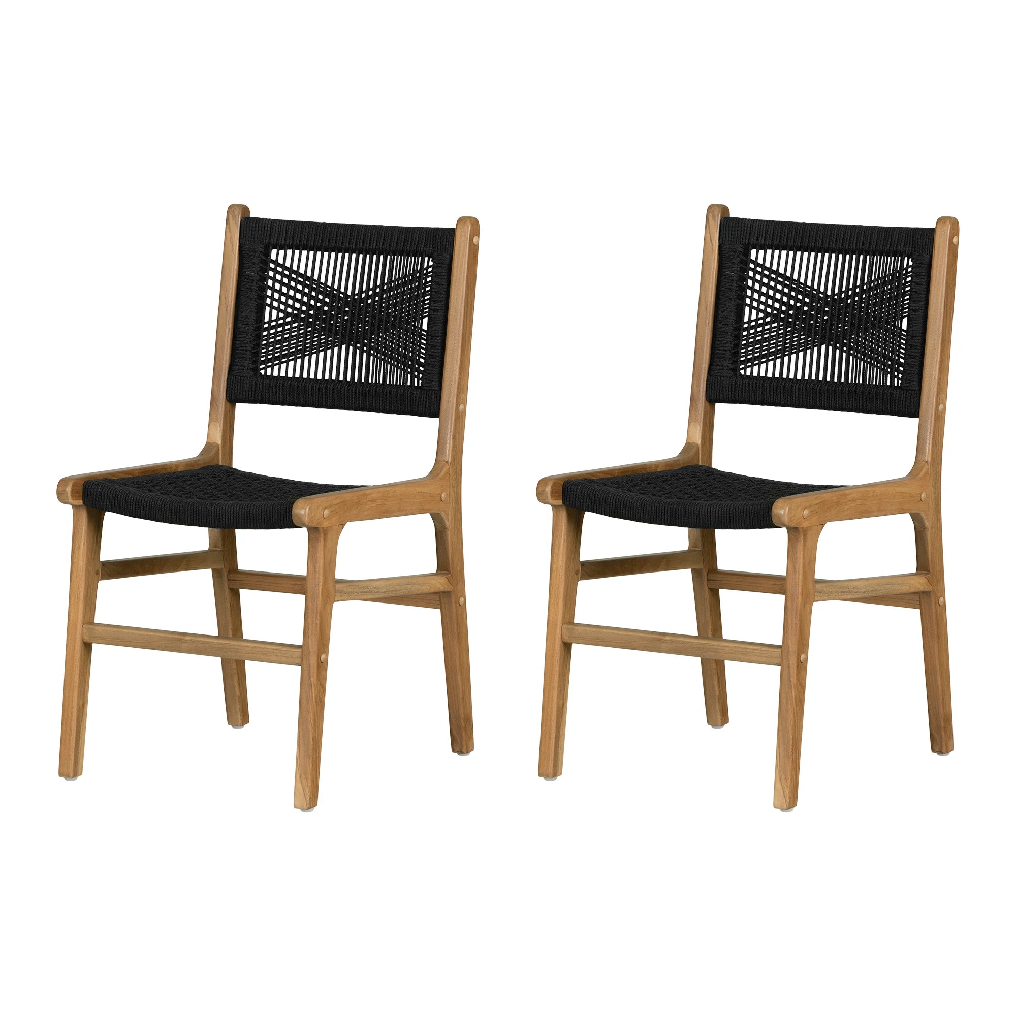 Woven Rope and Teak Dining Chair, Set of 2 - Balka