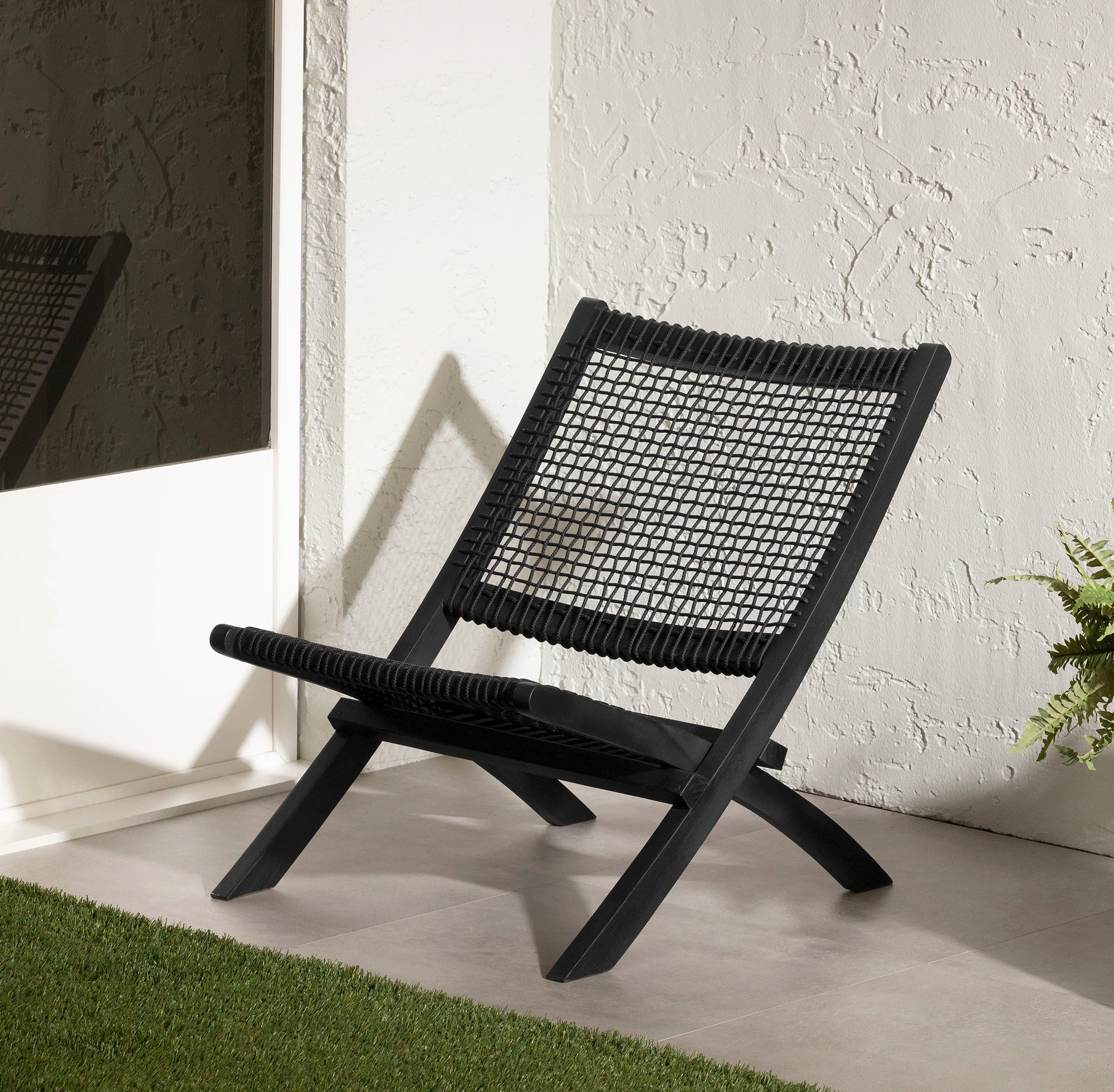 Wood and Woven Rope Lounge Chair - Agave