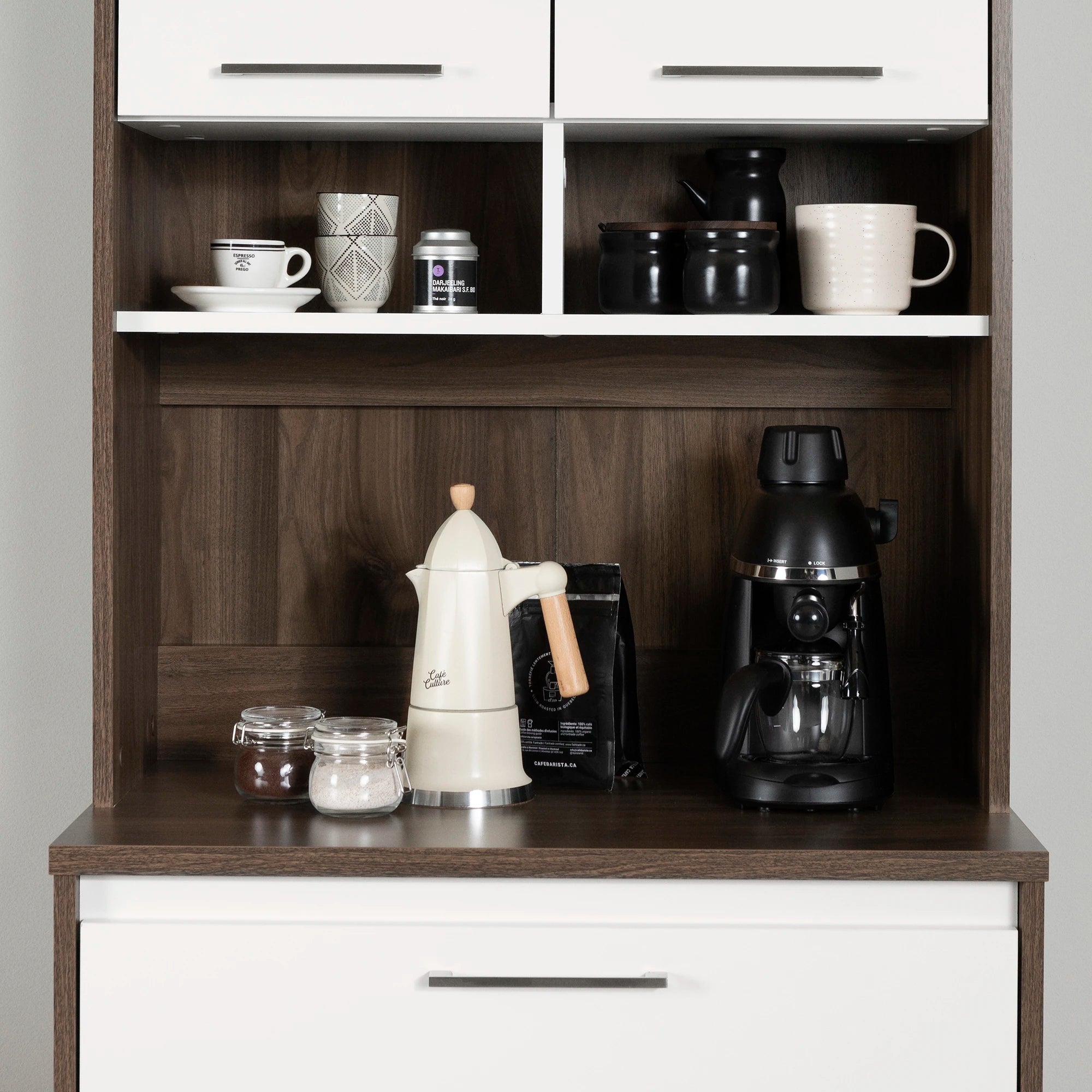 Pantry Cabinet with Microwave Hutch - Myro