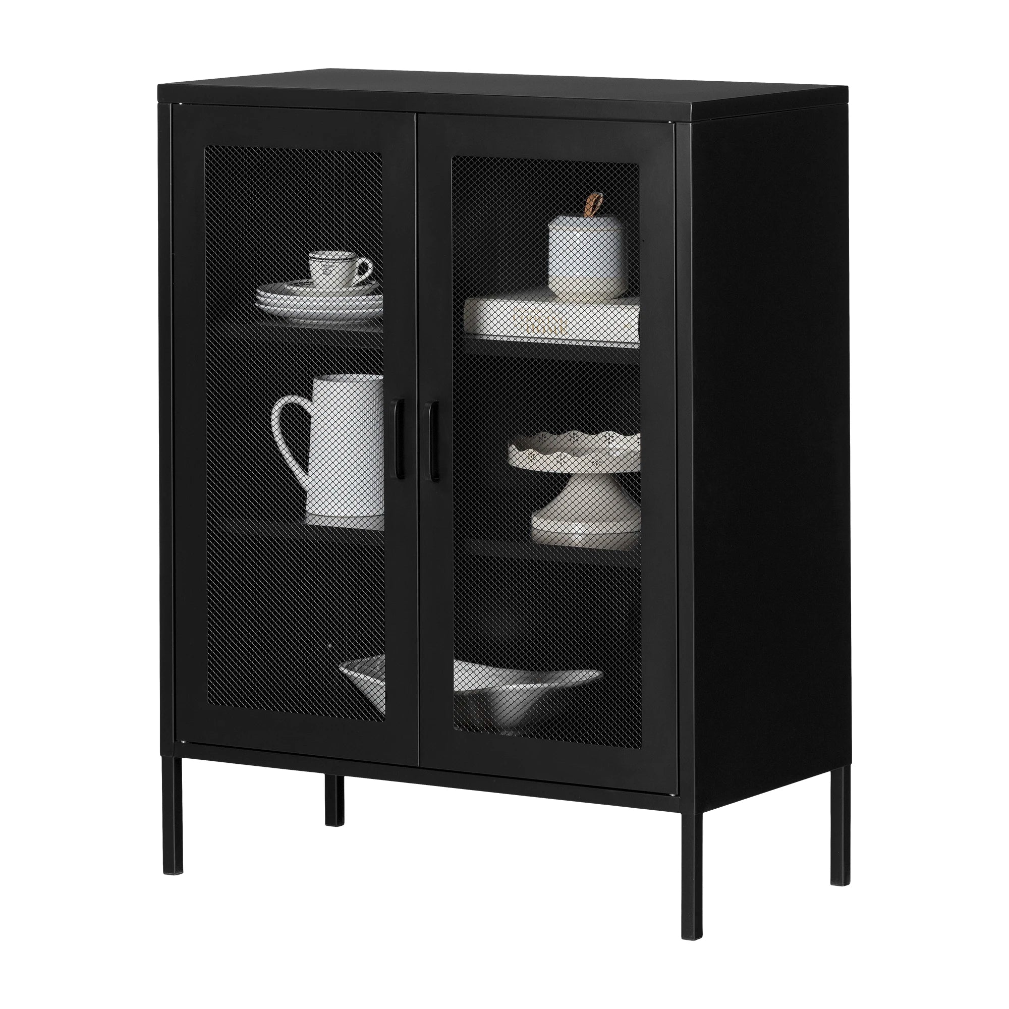 Metal Mesh 2-Door Storage Cabinet - Eddison