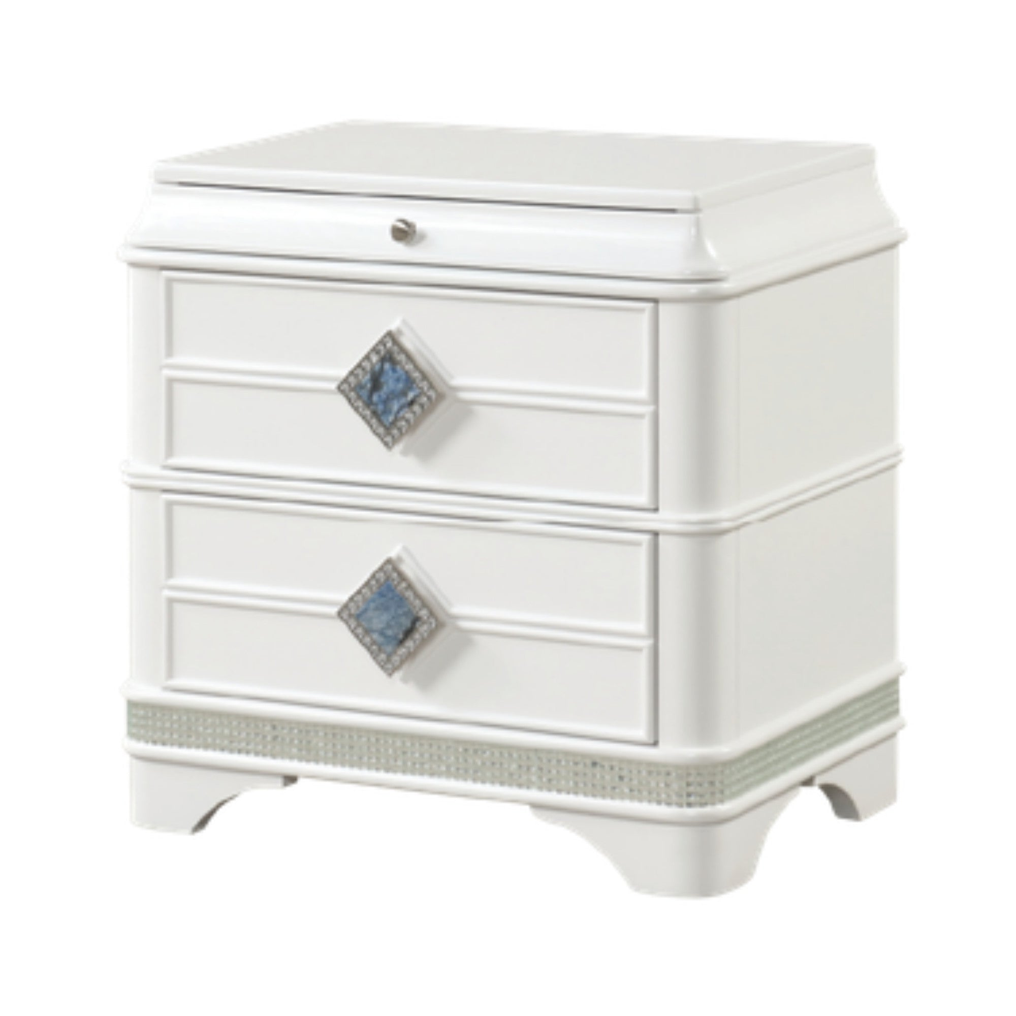 Zafira – Ensemble de chambre Queen blanc glamour bois laqué