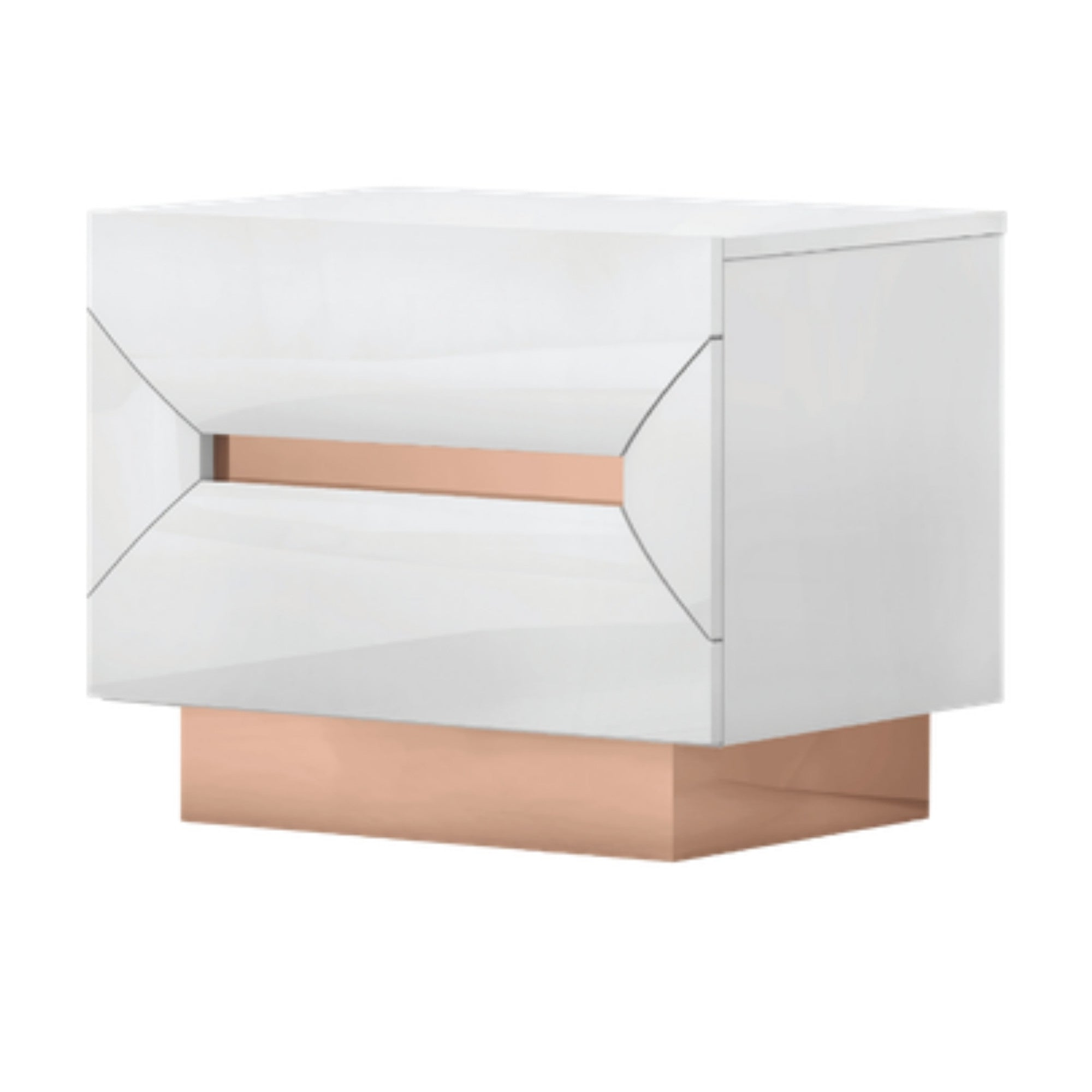 Zaneva – Ensemble de chambre king blanc laqué rose gold