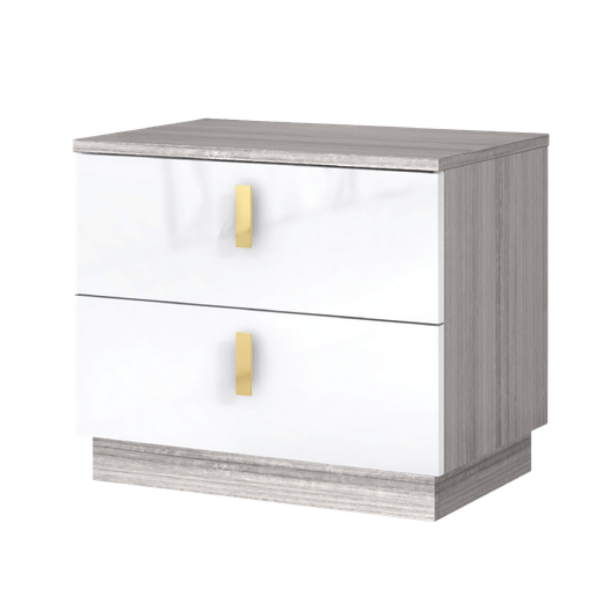 Zelvana – Ensemble de chambre king blanc et gris rangement