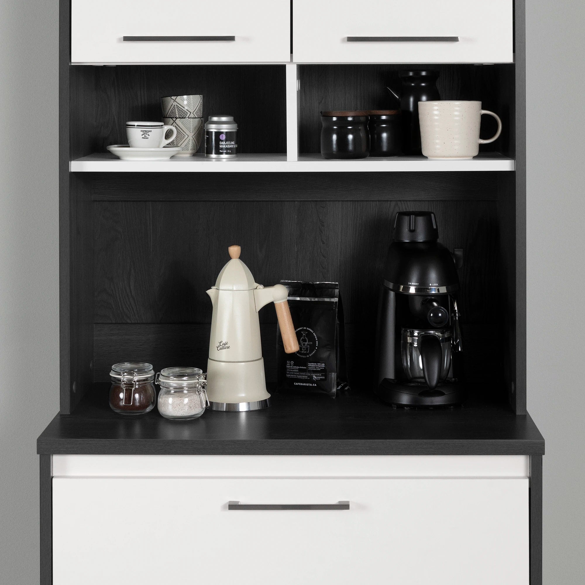 Pantry Cabinet with Microwave Hutch - Myro